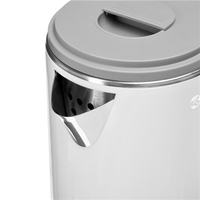 Чайник электрический Sakura SA-2155WG, пластик, колба металл, 1.2 л, 1500-1800 Вт, белый