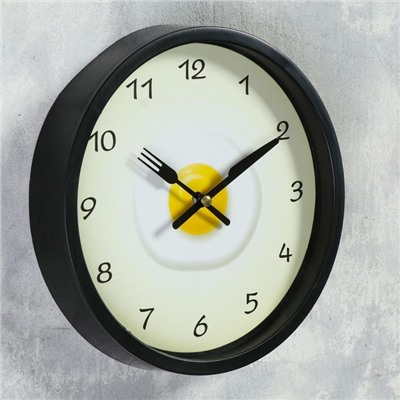 Часы настенные, серия: Кухня, "Яичница", плавный ход, d=23 см