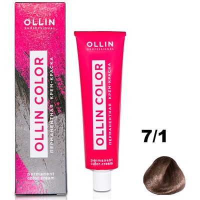 Перманентная крем-краска для волос  COLOR 7/1 Ollin 100 мл