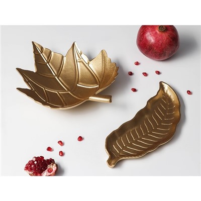 Блюдо для фруктов «Золотой лист», 27×24 см, цвет золотистый