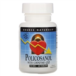 Source Naturals, Поликосанол с ферментом Q10 10 мг, 60 таблеток