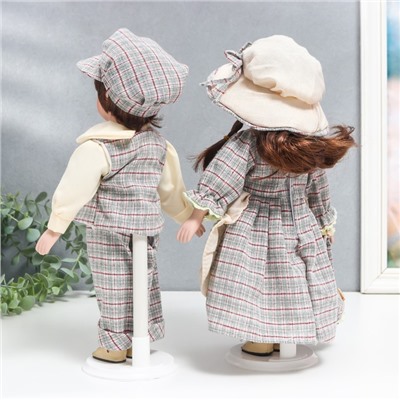 Кукла коллекционная парочка "Катя и Петя, кармашек-сердечко" набор 2 шт 30 см