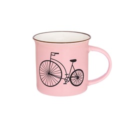 Кружка 210 мл 11*7,5*7,5 см "Велосипед" розовая
