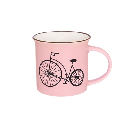 Кружка 210 мл 11*7,5*7,5 см "Велосипед" розовая