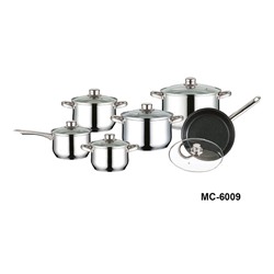 Набор посуды Mercury MC- 6009 12пр  ковш 1,3л кастрюли 1,3л 1,9л 2,8л 4,9л (2) оптом