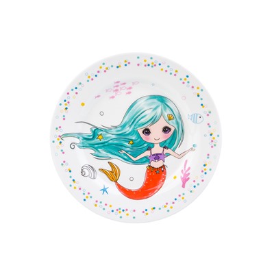 Набор 3 пр. - кружка, миска, тарелка "Русалка с голубыми волосами"
