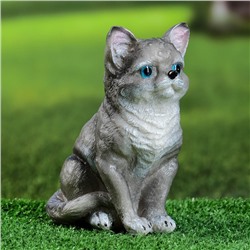 Садовая фигура "Котенок сидячий" серый, 18х14х10см