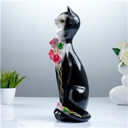 Фигура "Кошка Анжелика" с розочками черная 14х14х45 см