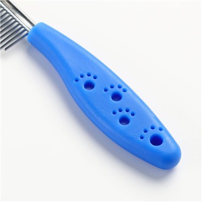 Расчёска "Лапки" с зубьями разной длины, 20,5 х 3 см, синяя