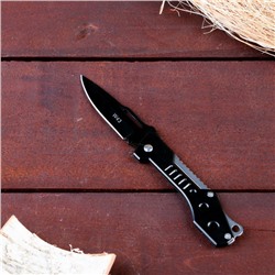Нож перочинный, лезвие 7,4 см с отверстием, рукоять черный металл, без фиксатора, 17*2,5 см