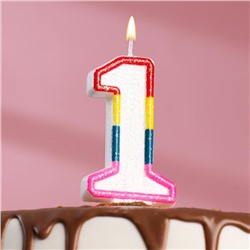 Свеча для торта с блестками «Блестящий ободок», цифра "1" , 7 см