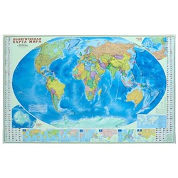 Карта Мира политическая + инфографика, 107 х 157 см, 1:18.5 млн.