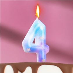 Свеча в торт на шпажке "Звездопад", цифра 4, 5,5 см
