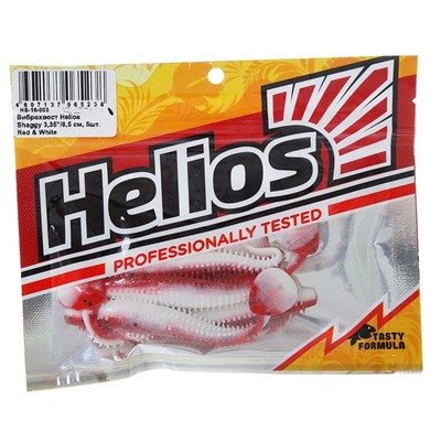 Виброхвост Helios Shaggy 8,5 см Red & White HS-16-003 (набор 5 шт)