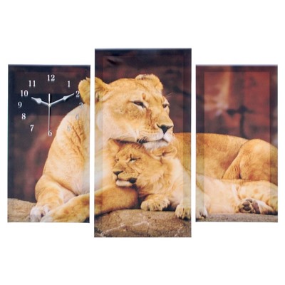 Часы настенные модульные «Львы», 60 × 80 см