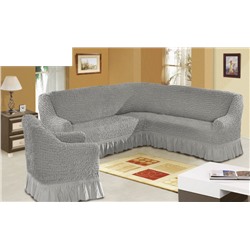 Комплект чехлов на мебель угловой диван и кресло серый