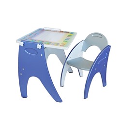 Набор мебели "Буквы- цифры": парта-мольберт, стульчик. Цвет синий-серебристый