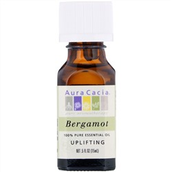 Aura Cacia, 100% чистое эфирное масло бергамота, 0.5 жидкой унции (15 мл)