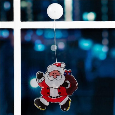 Светодиодная фигура на присоске «Дед Мороз» 19 × 22 см, пластик, батарейки АААх3 (не в комплекте), свечение тёплое белое