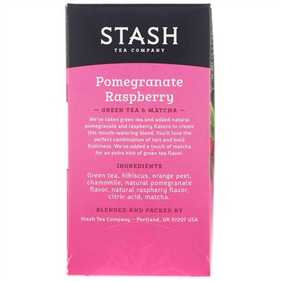 Stash Tea, Green Tea & Matcha, Pomegranate Raspberry, 18 Tea Bags, 1.2 oz (36 g)