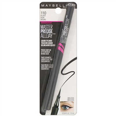 Maybelline, Стойкая жидкая подводка для глаз Eye Studio, Master Precise, All Day Liquid Eyeliner, оттенок 110 черный, 1 мл