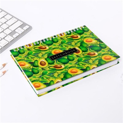 Скетчбук горизонтальный на гребне Sketchbook avocado, А5,80 листов
