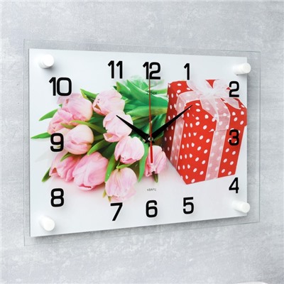 Часы настенные, серия: Цветы, "Подарок", плавный ход, 25х35  см, микс