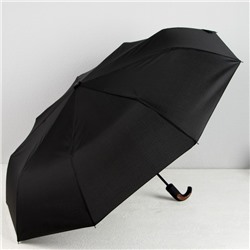 Зонт автоматический «Однотонный», 3 сложения, 9 спиц, R = 51 см, цвет чёрный