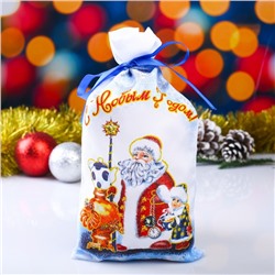 Мешок новогодний "Дед Мороз", с лентой, габардин, 16х30 см