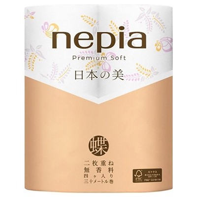 Nepia. Двухслойная цветная туалетная бумага "Premium SOFT" Japanese Beauty, спайка 4x30м 9115