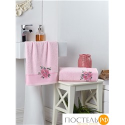 3242 Комплект махровых полотенец "KARNA" с вышивкой FLORYA 50x90-70х140 см Розовый