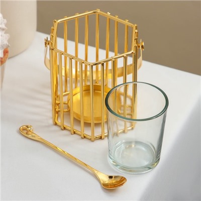 Набор ложек на подставке Cage Лебедь, 9×8×9 см, 6 шт, цвет золотой