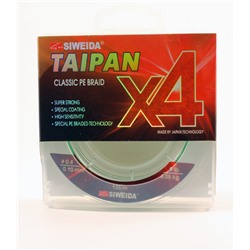 Леска плетеная Siweida Taipan Classic PE Braid X4 135м 0,10мм (4,05кг) светло-зеленая