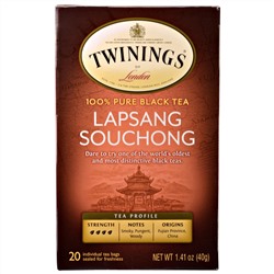 Twinings, "Лапсанг Сушонг", 100% чистый черный чай, 20 чайных пакетиков по 1,41 унции (40 г)