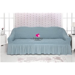 Чехол на трехместный диван с оборкой серо голубой 215, Характеристики
