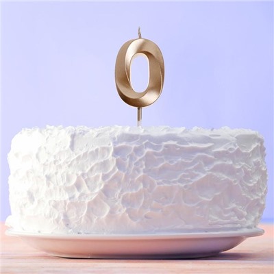 Свеча в торт цифра "0" , шампань, 3,5 х 12 см