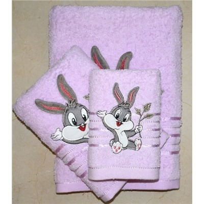 Махровое полотенце "Кролик Банни"- ЛАВАНДА 70*140 см. хлопок 100%