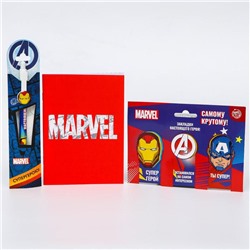 Подарочный набор "Супергерою!", Мстители (блокнот в обложке софт-тач, магнитные закладки 3 шт., ручк