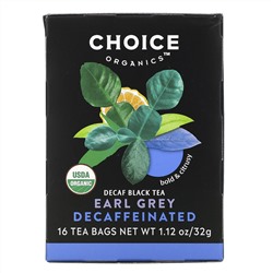 Choice Organic Teas, Black Tea, Organic Decaffeinated Earl Grey, Decaf, 16 Tea Bags, 1.12 oz (32 g)
