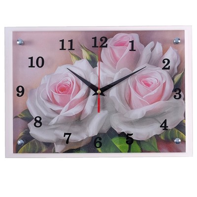 Часы настенные, серия: Цветы, "Розы", 25х35 см микс