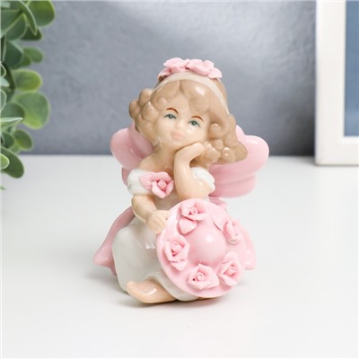 Сувенир керамика "Малышка в платье и шляпке с розами" МИКС 10х6,5х7 см