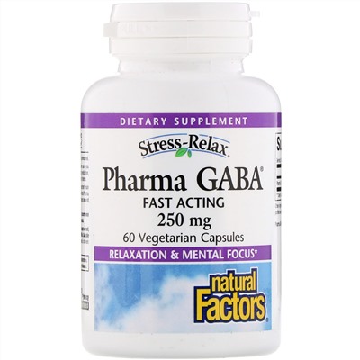 Natural Factors, Stress-Relax, Pharma GABA, 250 мг, 60 вегетарианских капсул