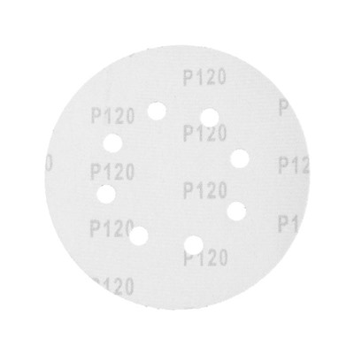 Круг абразивный шлифовальный под "липучку" ТУНДРА, перфорированный, 150 мм, Р120, 5 шт.