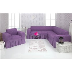 Комплект чехлов на угловой диван и кресло с оборкой лиловый 217, Характеристики