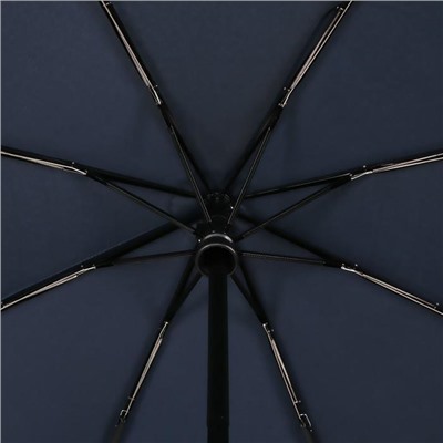 Зонт автоматический, 3 сложения, 8 спиц, R = 56 см, цвет тёмно - синий