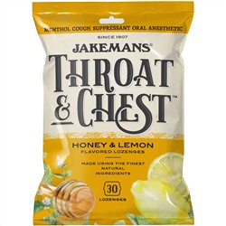 Jakemans, Throat & Chest, вкус «Мед и лимон», 30 пастилок