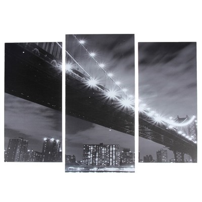 Модульная картина "Чёрно-белый мост"  (2-25х52; 1-30х60) 60х80 см