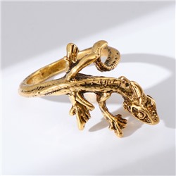 Кольцо "Перстень" хамелеон, цвет чернёное золото, безразмерное