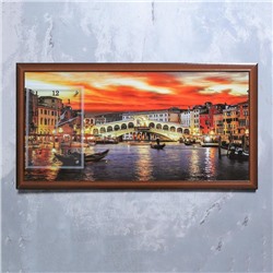 Часы-картина настенные, серия: Город, "Закат в Венеции", 50 х 100 см, микс