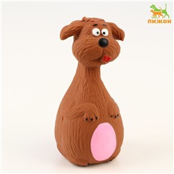 Игрушка пищащая для собак "Пёс-кегля", 14 см, коричневый/розовый